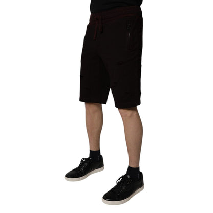 Dolce & Gabbana Maroon Cotton Sweatshorts Men Bermuda Shorts Dolce & Gabbana