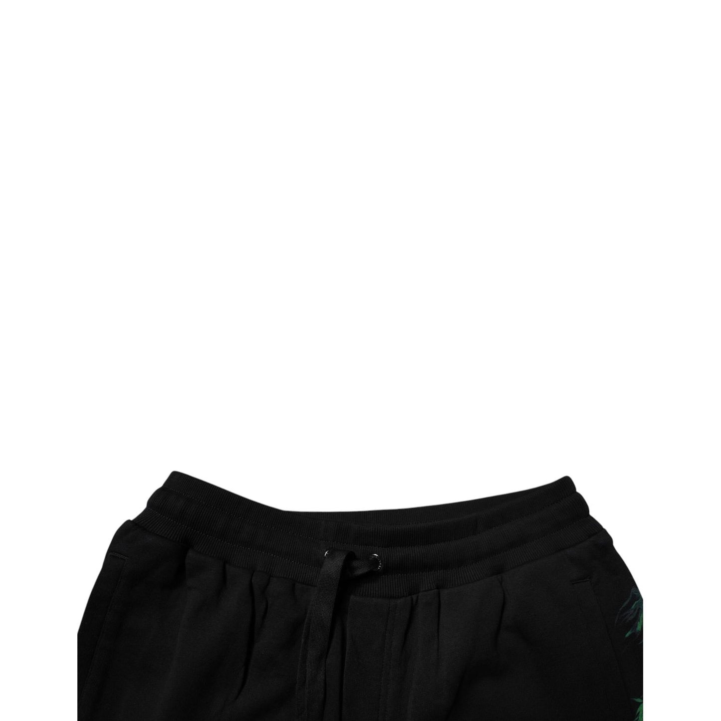 Dolce & Gabbana Black Cotton Logo Floral Print Bermuda Shorts Dolce & Gabbana