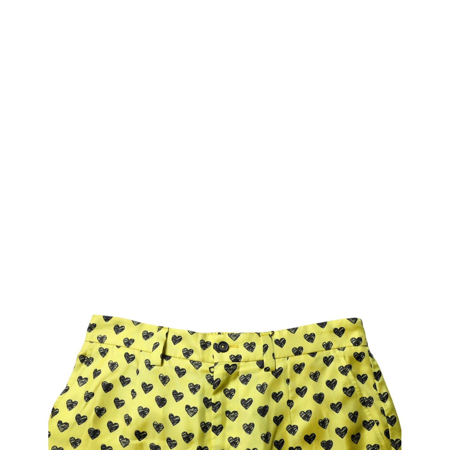 Dolce & Gabbana Green Silk Heart Print Bermuda Shorts Dolce & Gabbana