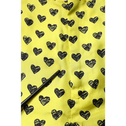 Dolce & Gabbana Green Silk Heart Print Bermuda Shorts Dolce & Gabbana