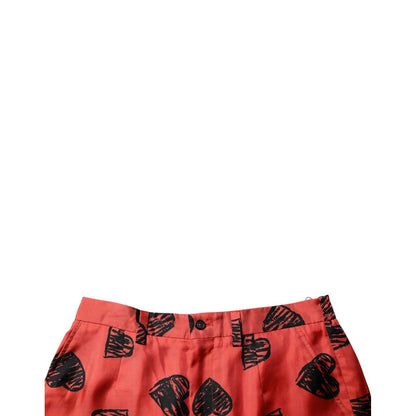 Dolce & Gabbana Orange Silk Heart Print Bermuda Shorts Dolce & Gabbana