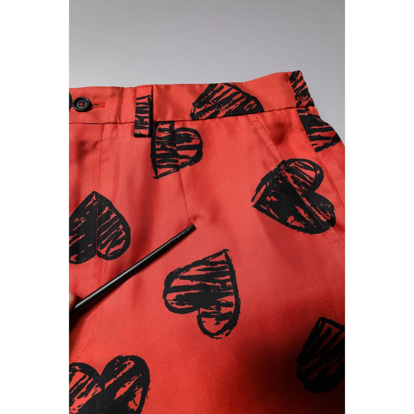 Dolce & Gabbana Orange Silk Heart Print Bermuda Shorts Dolce & Gabbana
