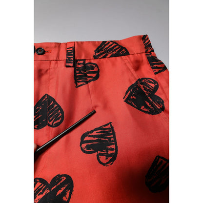 Dolce & Gabbana Orange Silk Heart Print Bermuda Shorts Dolce & Gabbana
