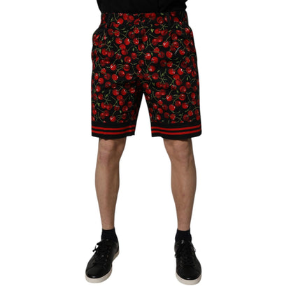 Dolce & Gabbana Black Red Cherry Print Bermuda Cotton Shorts Dolce & Gabbana