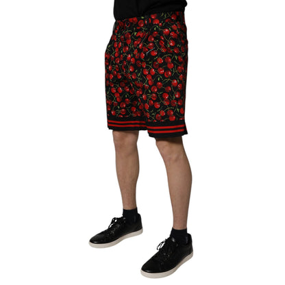 Dolce & Gabbana Black Red Cherry Print Bermuda Cotton Shorts Dolce & Gabbana