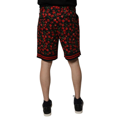 Dolce & Gabbana Black Red Cherry Print Bermuda Cotton Shorts Dolce & Gabbana