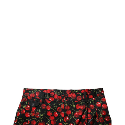 Dolce & Gabbana Black Red Cherry Print Bermuda Cotton Shorts Dolce & Gabbana