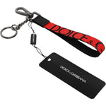 Dolce & Gabbana Red Logo Nylon Silver Brass Men Holder Keychain Keyring SMY10692