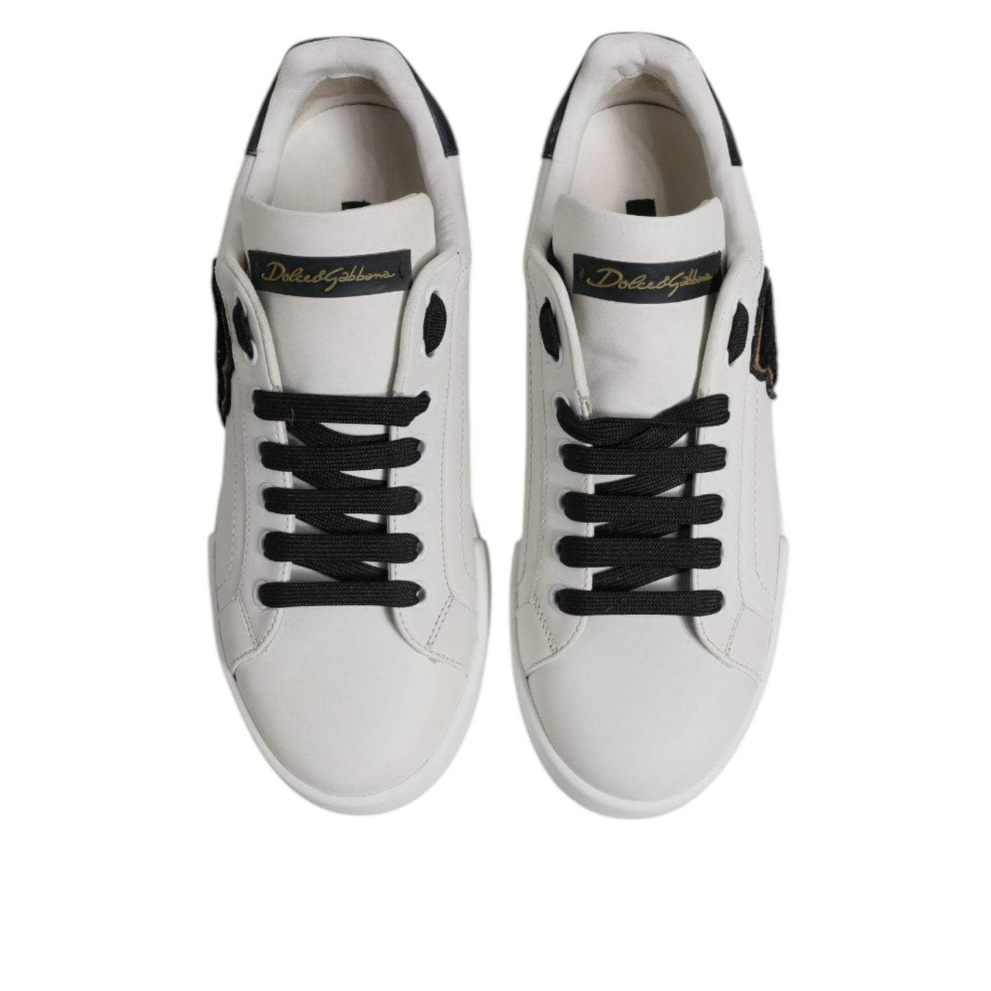 Dolce & Gabbana White Leather DG Logo Low Top Sneakers Shoes
