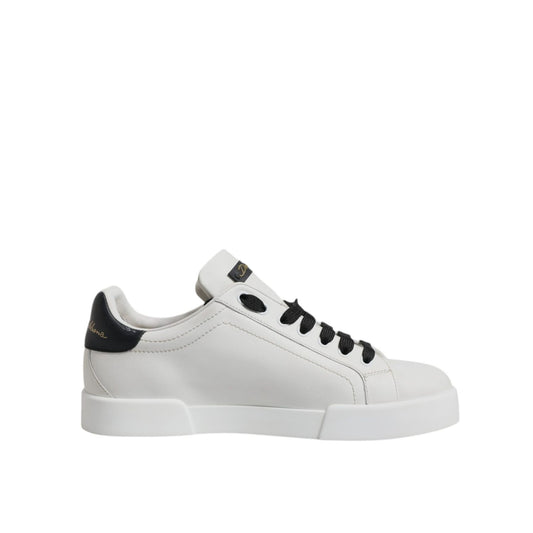 Dolce & Gabbana White Leather DG Logo Low Top Sneakers Shoes
