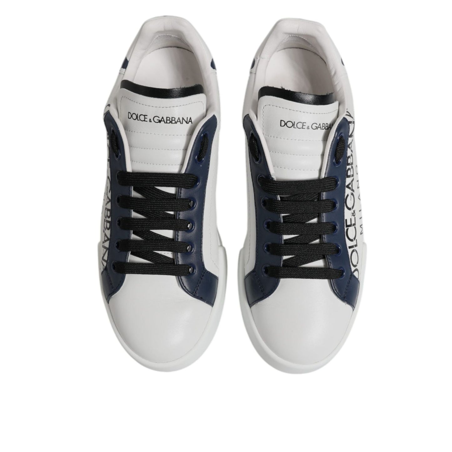 Dolce & Gabbana White Blue Crown Low Top Men Sneakers Shoes