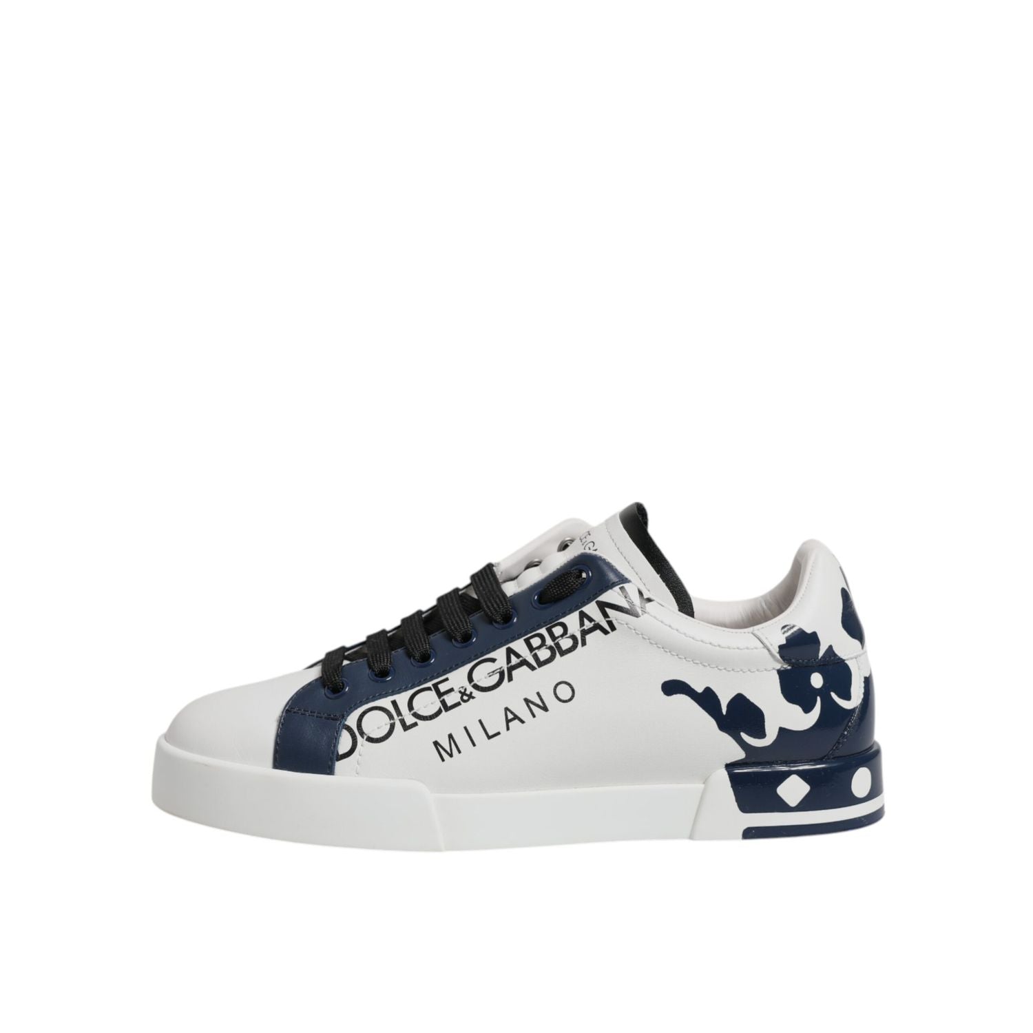 Dolce & Gabbana White Blue Crown Low Top Men Sneakers Shoes