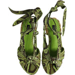 Dolce & Gabbana Green Animal Print Ankle Wrap Sandals Shoes LA12551-35.5