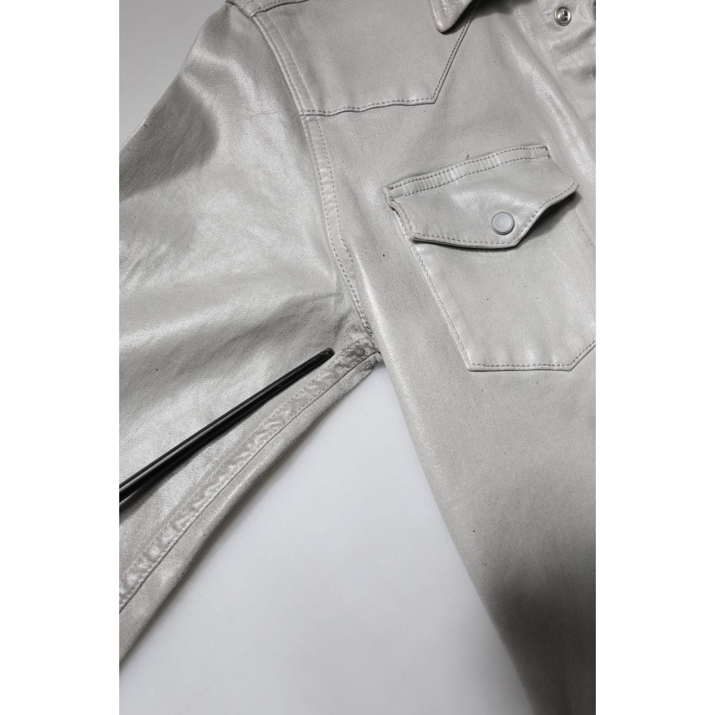 Dolce & Gabbana Metallic Gray Cotton Button Down Shirt Dolce & Gabbana