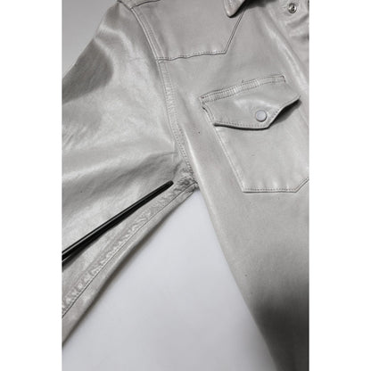 Dolce & Gabbana Metallic Gray Cotton Button Down Shirt Dolce & Gabbana