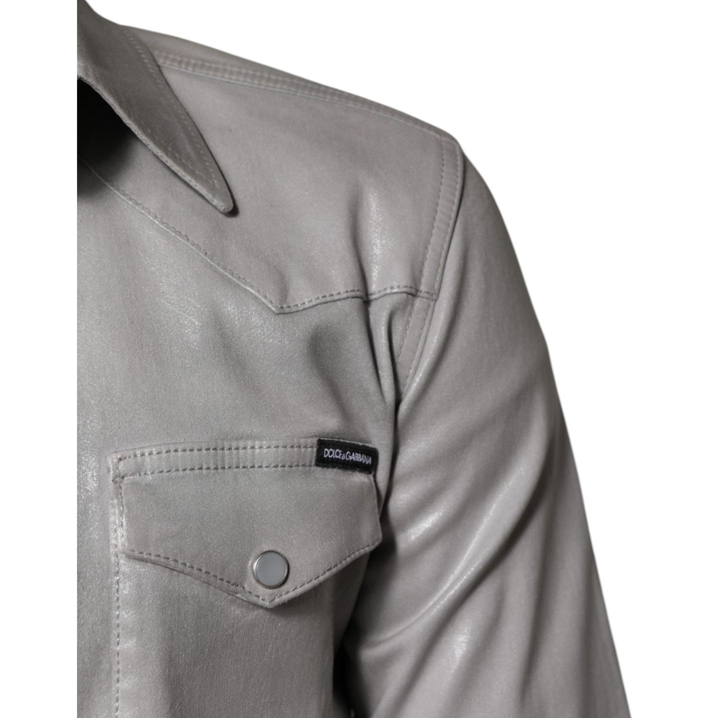 Dolce & Gabbana Metallic Gray Cotton Button Down Shirt Dolce & Gabbana