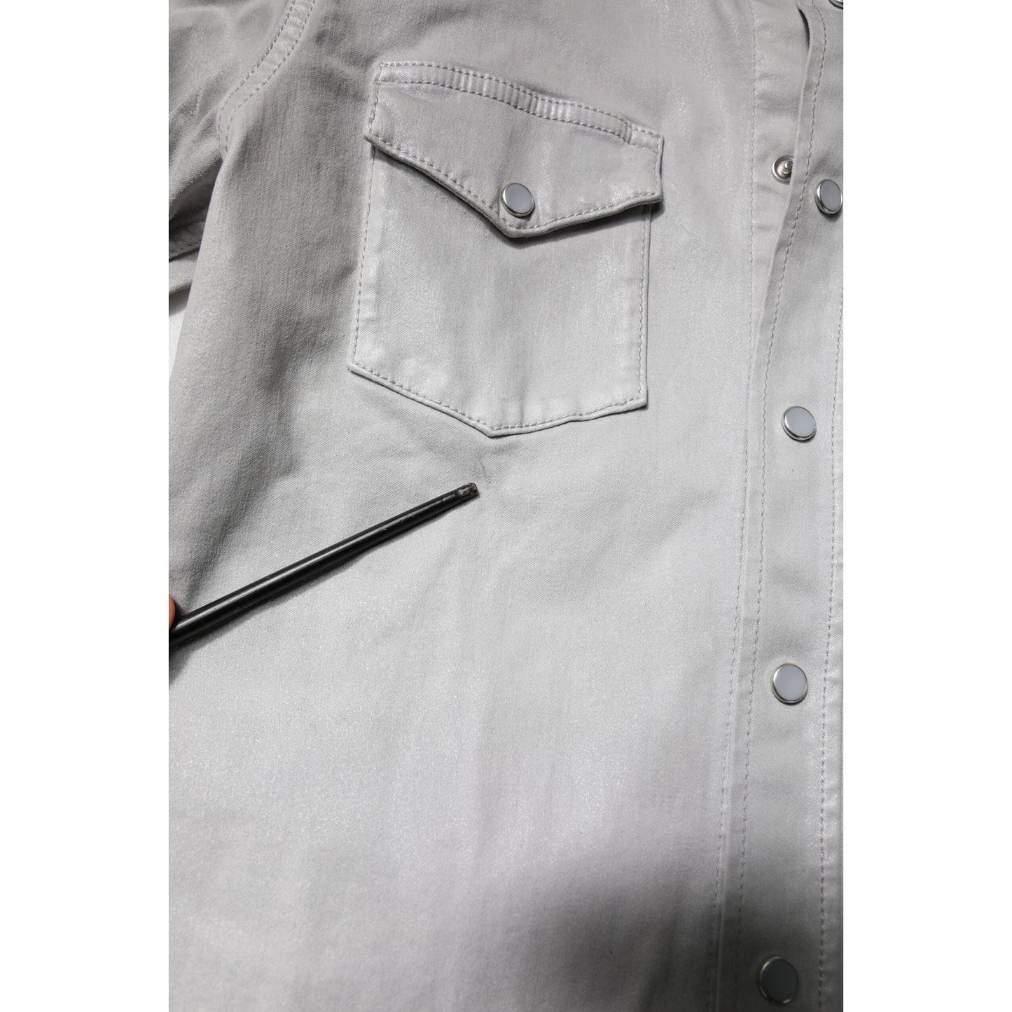 Dolce & Gabbana Metallic Gray Cotton Button Down Shirt Dolce & Gabbana