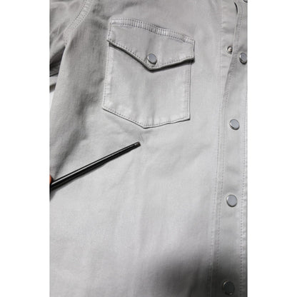 Dolce & Gabbana Metallic Gray Cotton Button Down Shirt Dolce & Gabbana