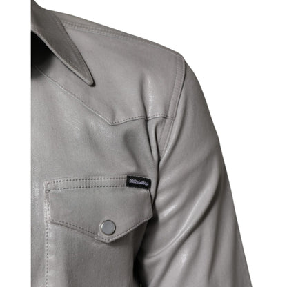 Dolce & Gabbana Metallic Gray Cotton Button Down Shirt Dolce & Gabbana