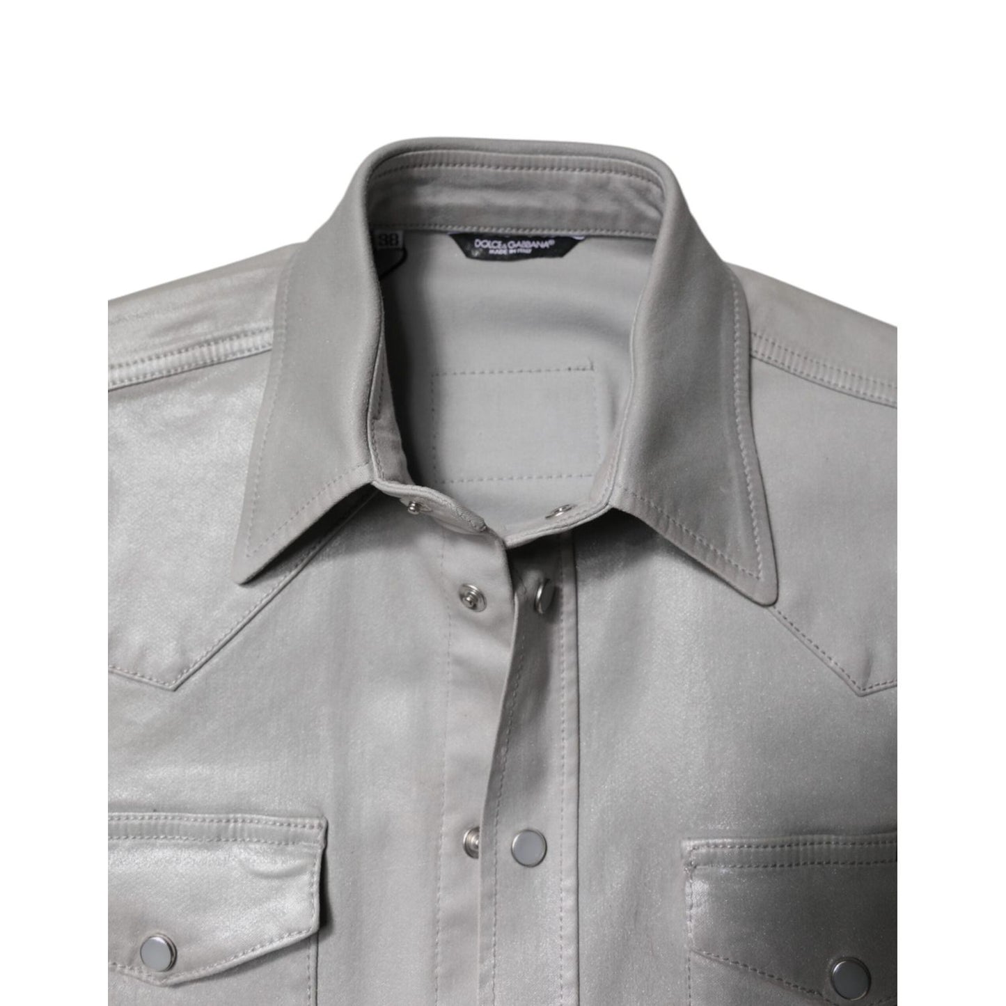 Dolce & Gabbana Metallic Gray Cotton Button Down Shirt Dolce & Gabbana