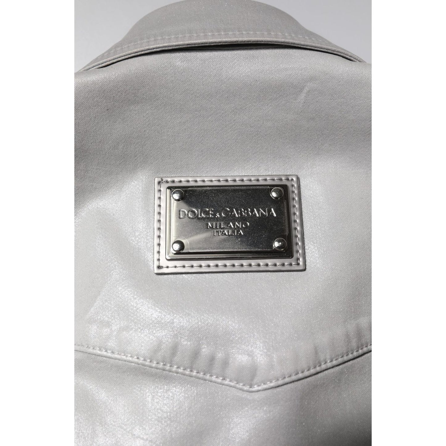 Dolce & Gabbana Metallic Gray Cotton Button Down Shirt Dolce & Gabbana