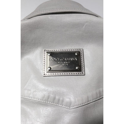 Dolce & Gabbana Metallic Gray Cotton Button Down Shirt Dolce & Gabbana