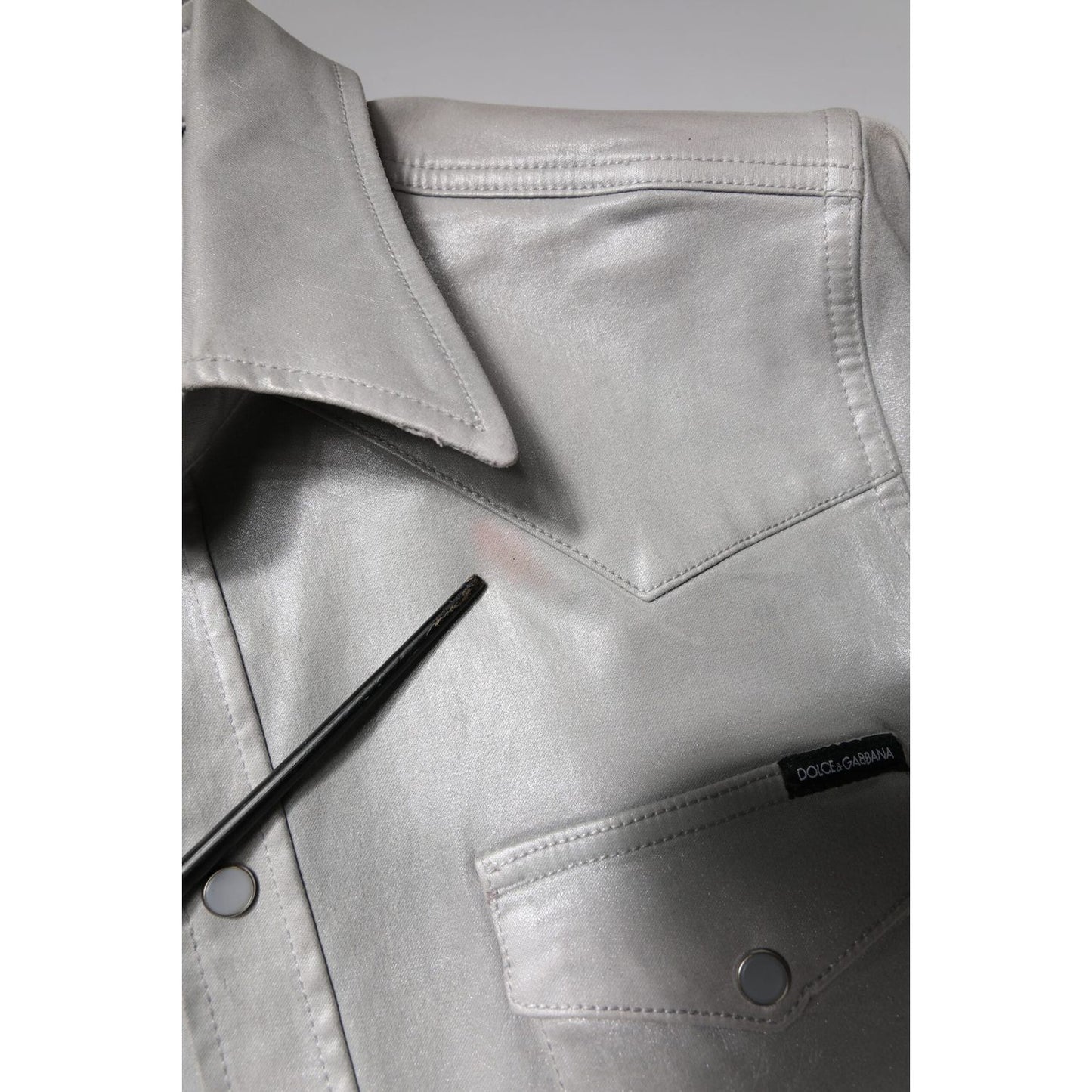 Dolce & Gabbana Metallic Gray Cotton Button Down Shirt Dolce & Gabbana