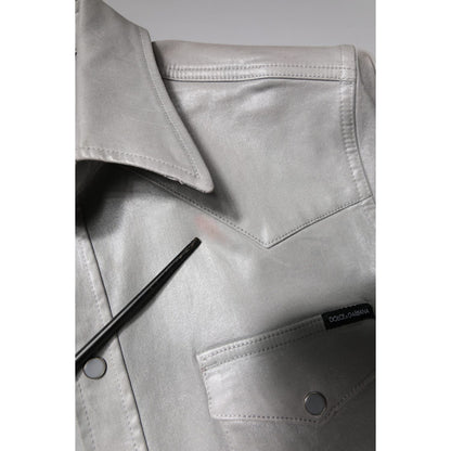 Dolce & Gabbana Metallic Gray Cotton Button Down Shirt Dolce & Gabbana