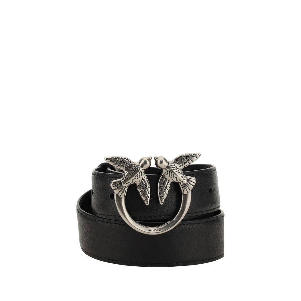 PINKO Black Calf Leather Bos Taurus Regular Belt