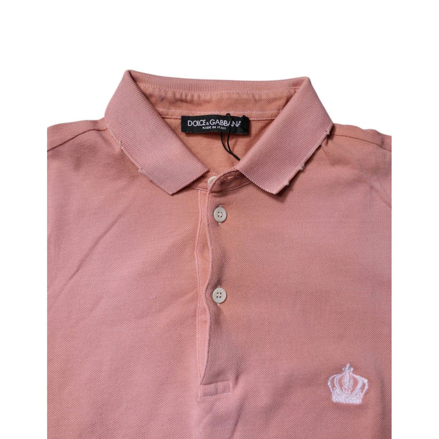 Dolce & Gabbana Pink Cotton Crown Collared Polo T-shirt TSH86460-44