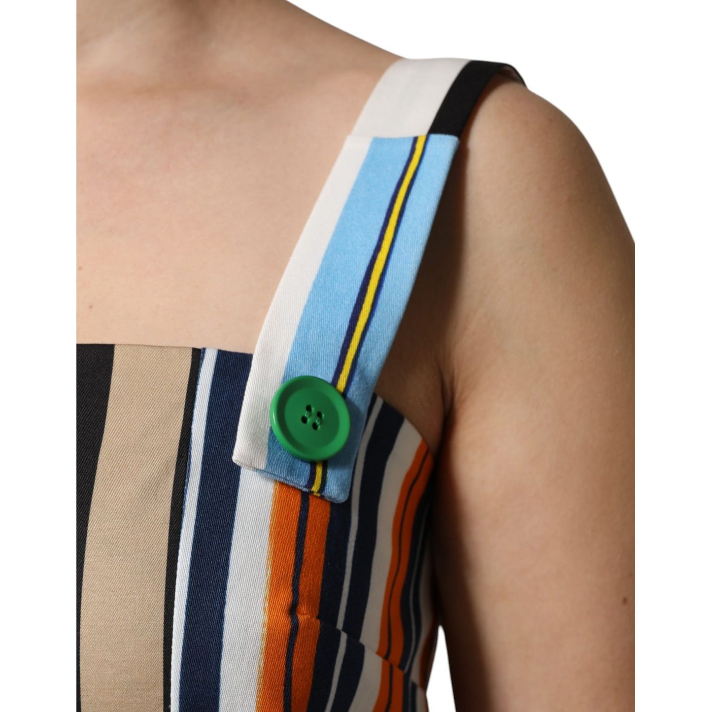 Dolce & Gabbana Multicolor Cotton Stripe Sleeveless Dress