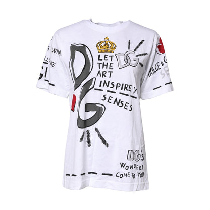 Dolce & Gabbana White Short-Sleeved Printed Jersey T-shirt