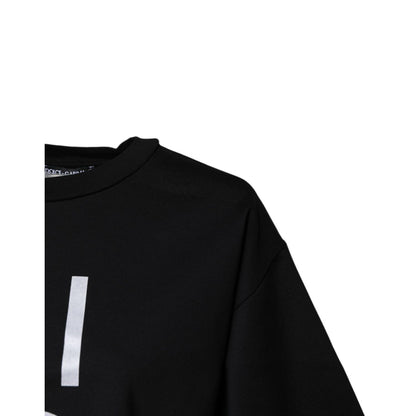 Dolce & Gabbana Black Printed Cotton Crew Neck Tee T-shirt