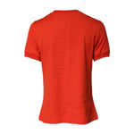 Dolce & Gabbana Red Floral Embroidery Cotton Crew Neck T-shirt