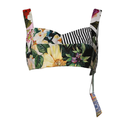 Dolce & Gabbana Multicolor Sweetheart Neck Patchwork Crop Top TSH87142-46