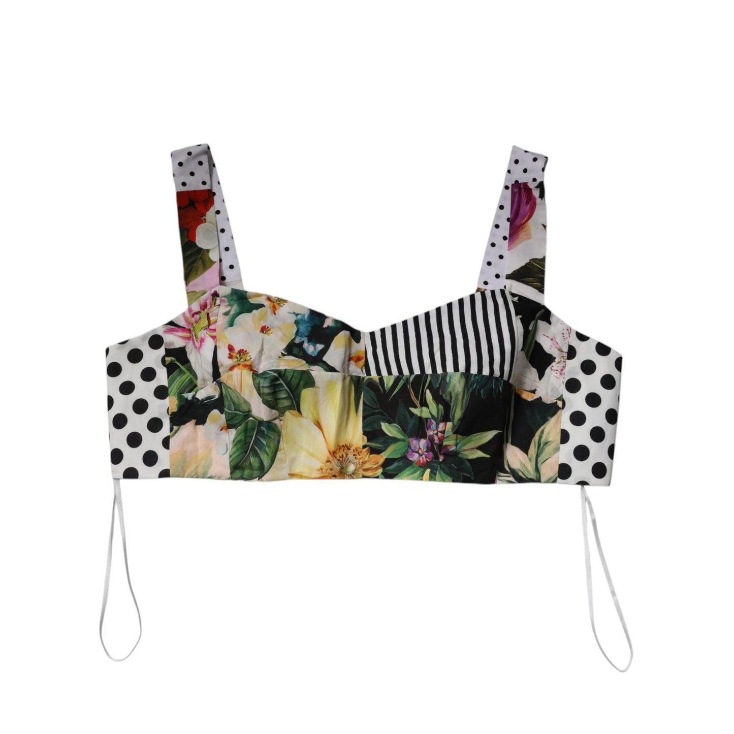 Dolce & Gabbana Multicolor Sweetheart Neck Patchwork Crop Top TSH87142-46