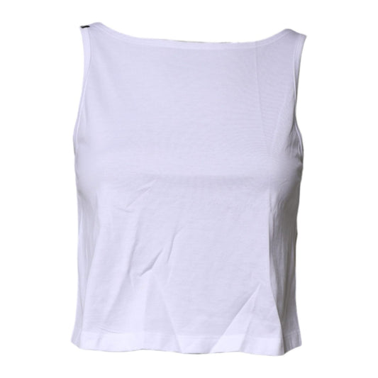 Dolce & Gabbana White Cotton Sleeveless Round Neck Tank Top