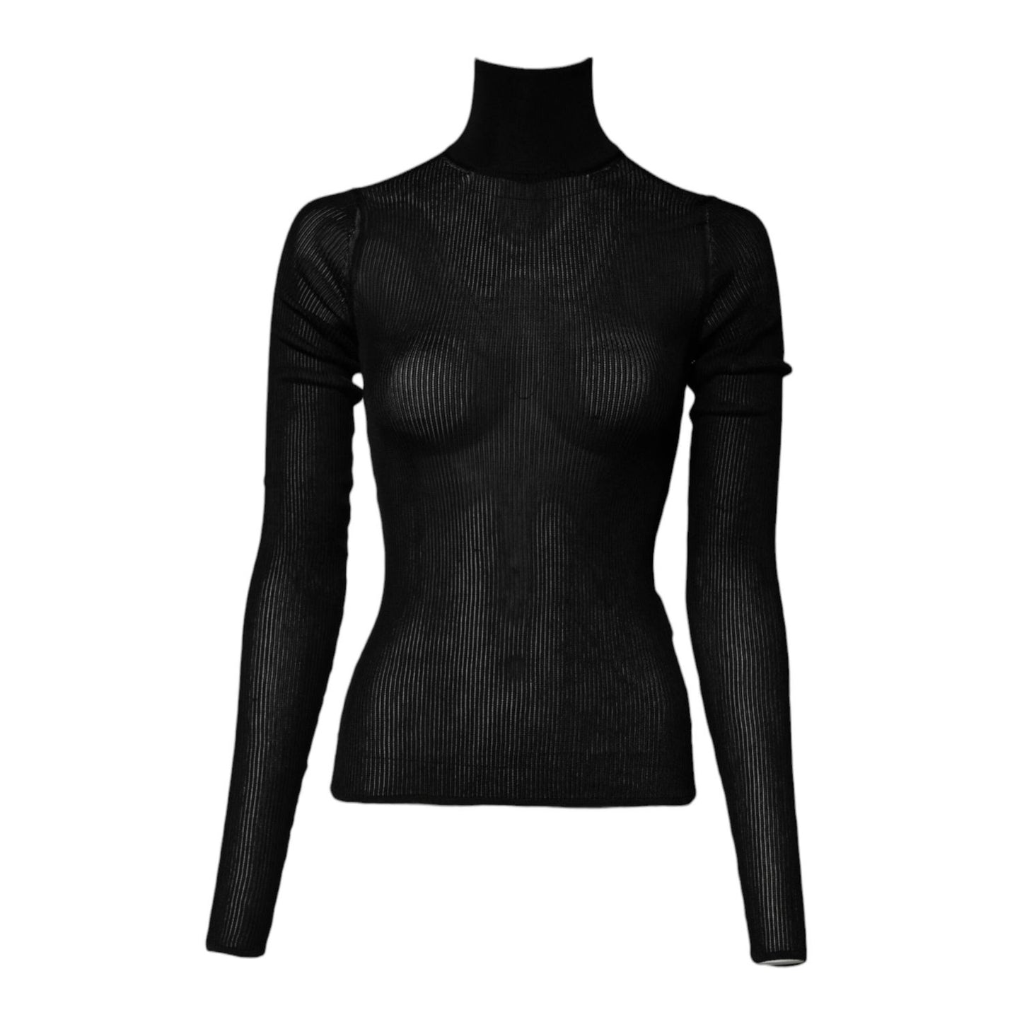Dolce & Gabbana Black Knit Long Sleeves Turtleneck Slim Top Dolce & Gabbana