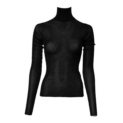 Dolce & Gabbana Black Knit Long Sleeves Turtleneck Slim Top Dolce & Gabbana