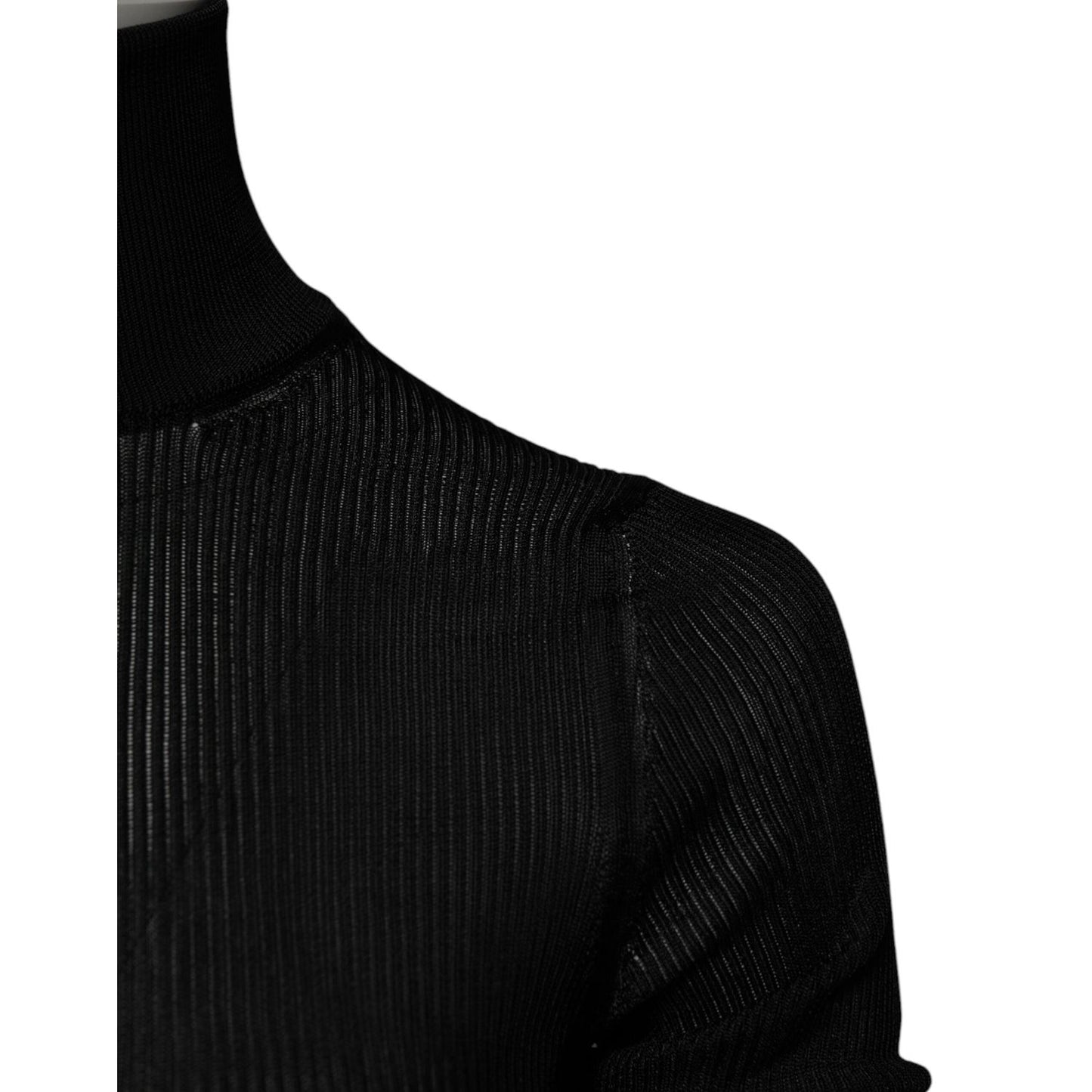 Dolce & Gabbana Black Knit Long Sleeves Turtleneck Slim Top Dolce & Gabbana