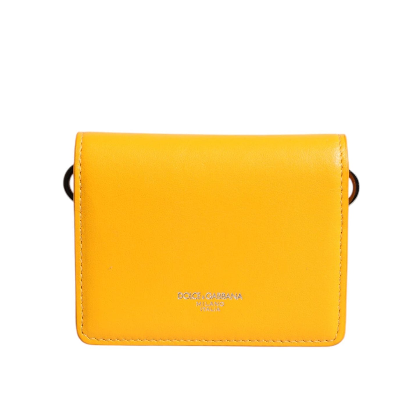 Dolce & Gabbana Yellow Leather Bifold Card Holder Crossbody Bag