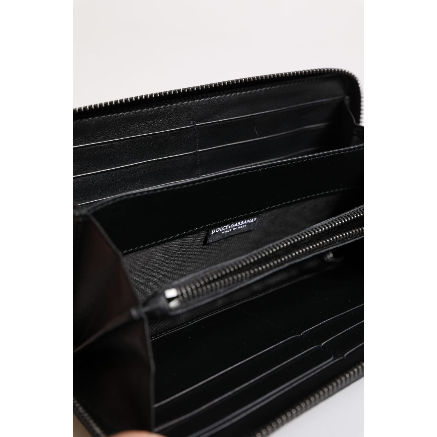 Dolce & Gabbana Black Blue Exotic Leather Embossed Continental Wallet