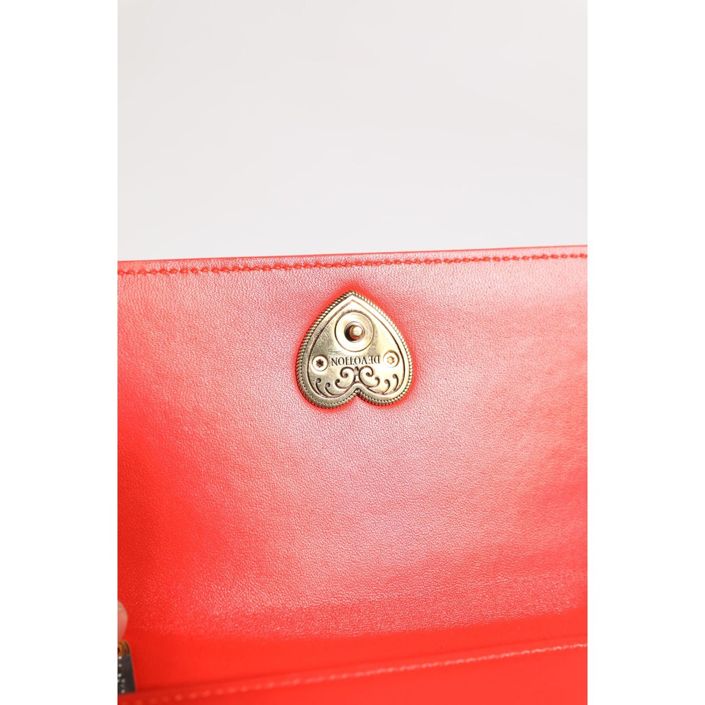 Dolce & Gabbana Red Leather Quilted Devotion Crossbody Phone Cover Bag