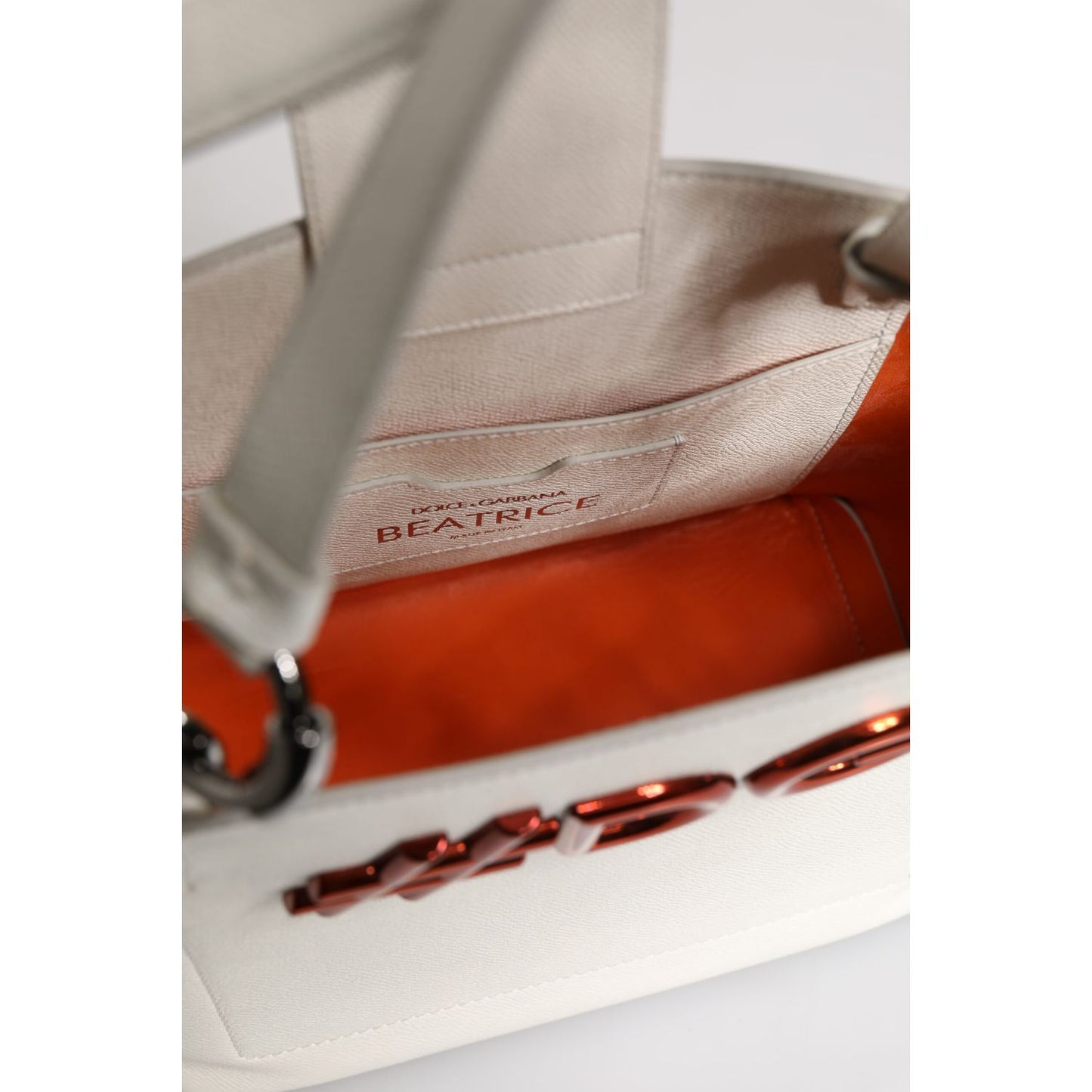 Dolce & Gabbana White Leather #DG BEATRICE Top Handle Tote Bag