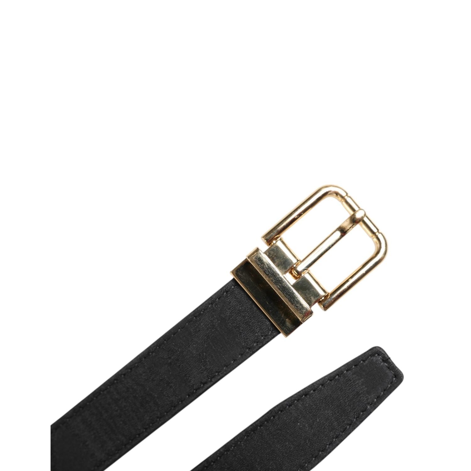 Dolce & Gabbana Black Classic Gold Metal Logo Buckle Belt