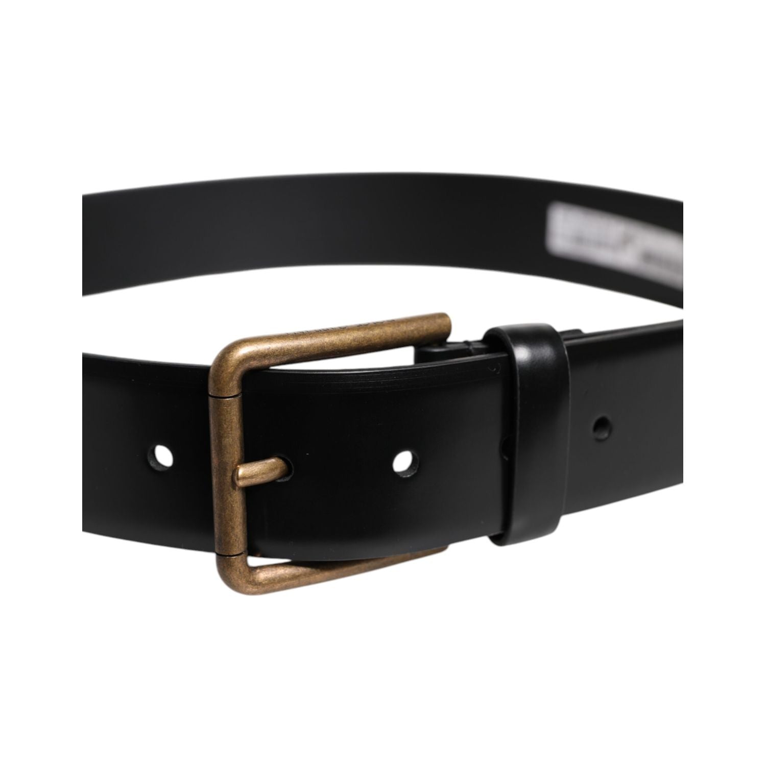 Dolce & Gabbana Black Leather DG Logo Plaque Buckle Belt
