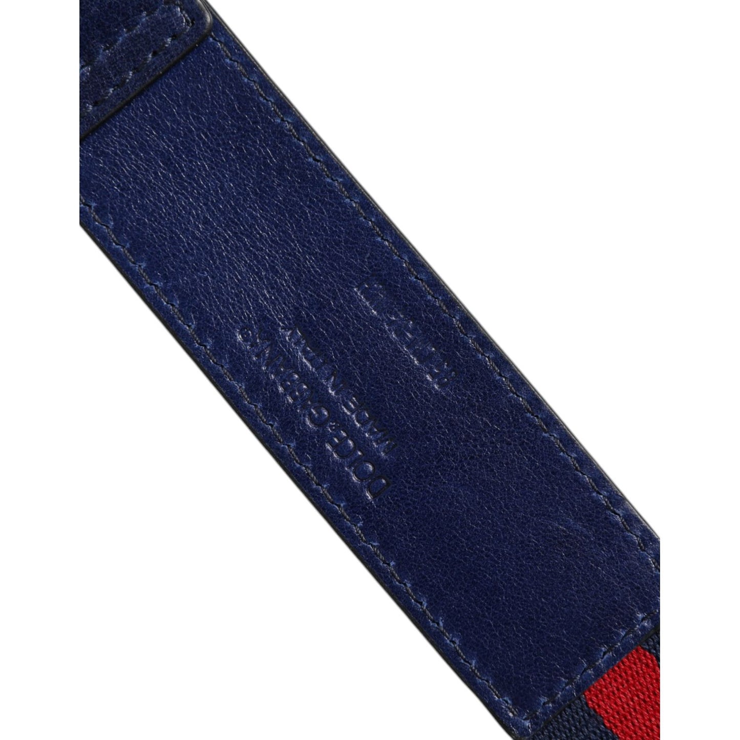 Dolce & Gabbana Blue Cotton Leather Printed Metal Buckle Belt