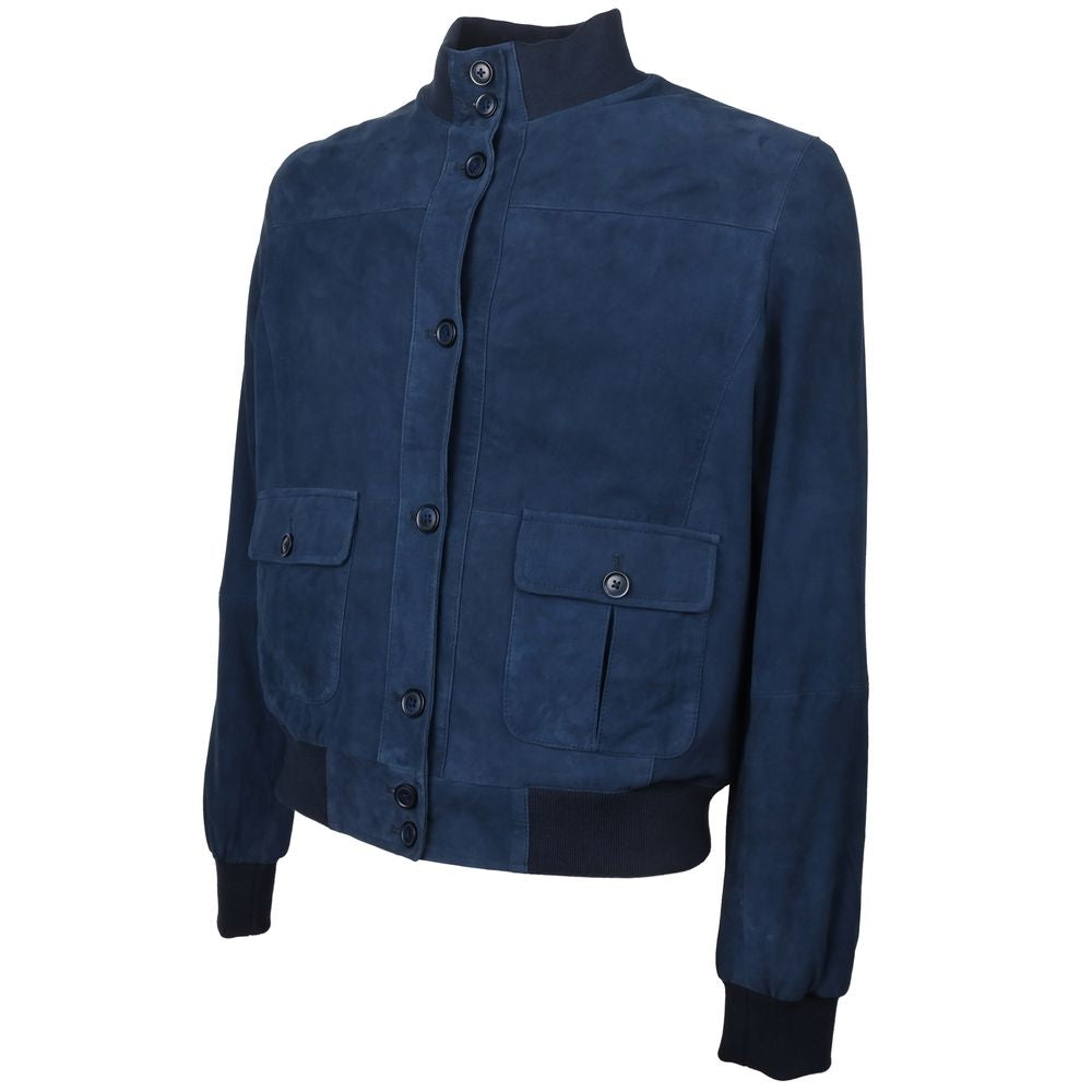 Emilio Romanelli Blue Calfskin Jackets & Coat