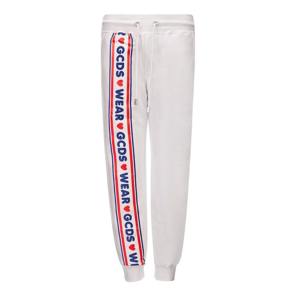 GCDS White Cotton Joggers (Workout Pants)