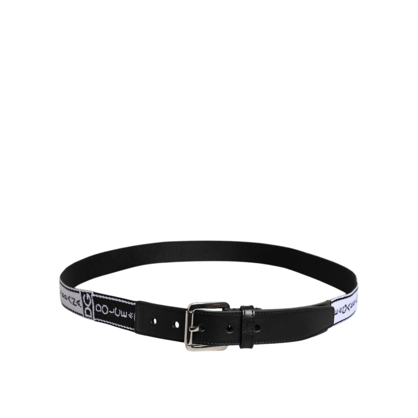 Dolce & Gabbana Black White Printed Metal Logo Buckle Belt Dolce & Gabbana